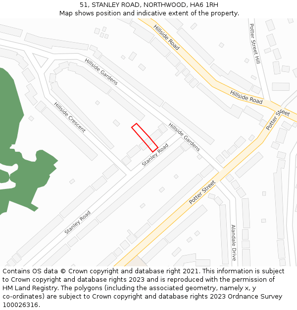 51, STANLEY ROAD, NORTHWOOD, HA6 1RH: Location map and indicative extent of plot