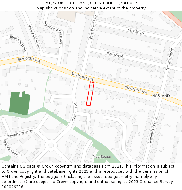 51, STORFORTH LANE, CHESTERFIELD, S41 0PP: Location map and indicative extent of plot