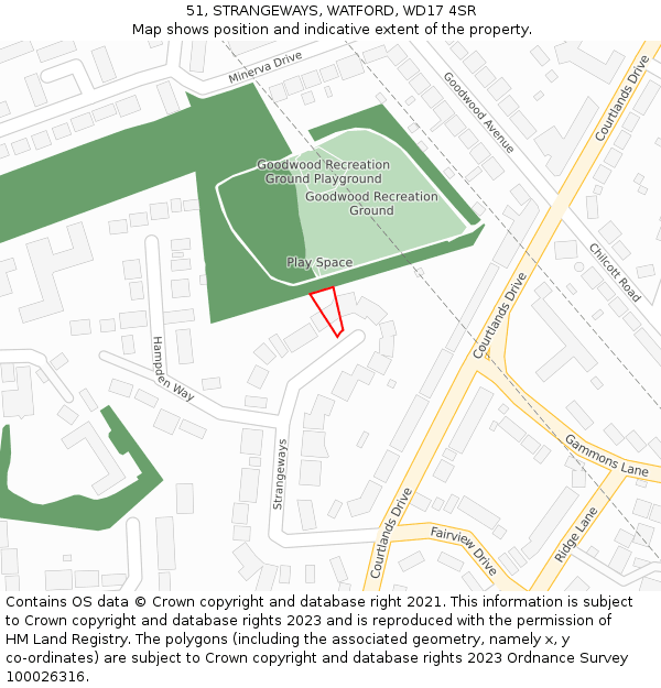 51, STRANGEWAYS, WATFORD, WD17 4SR: Location map and indicative extent of plot