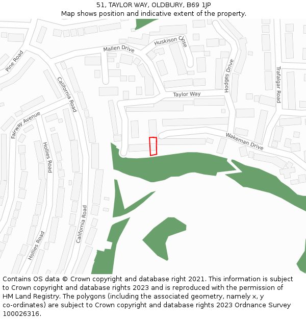 51, TAYLOR WAY, OLDBURY, B69 1JP: Location map and indicative extent of plot