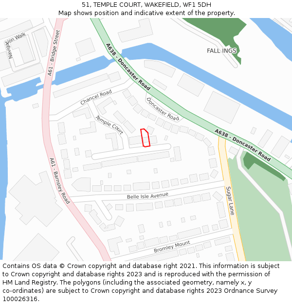 51, TEMPLE COURT, WAKEFIELD, WF1 5DH: Location map and indicative extent of plot