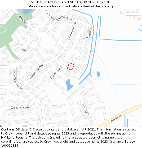 51, THE BRAMLEYS, PORTISHEAD, BRISTOL, BS20 7LL: Location map and indicative extent of plot