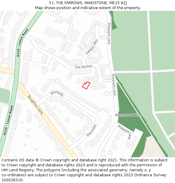 51, THE FARROWS, MAIDSTONE, ME15 9ZJ: Location map and indicative extent of plot