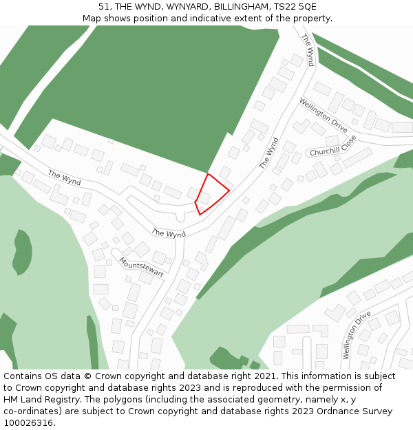 51, THE WYND, WYNYARD, BILLINGHAM, TS22 5QE: Location map and indicative extent of plot