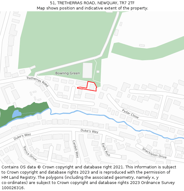 51, TRETHERRAS ROAD, NEWQUAY, TR7 2TF: Location map and indicative extent of plot