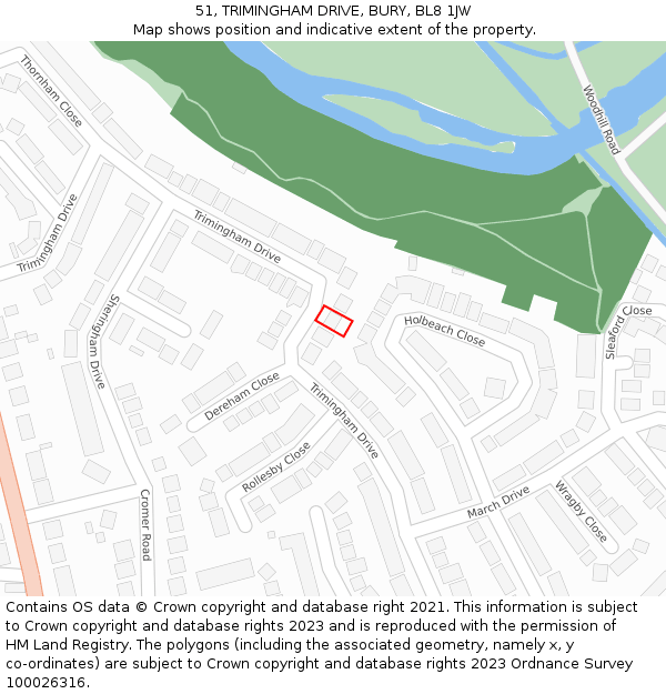 51, TRIMINGHAM DRIVE, BURY, BL8 1JW: Location map and indicative extent of plot
