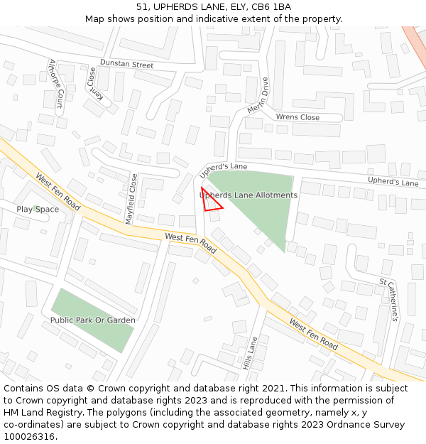 51, UPHERDS LANE, ELY, CB6 1BA: Location map and indicative extent of plot