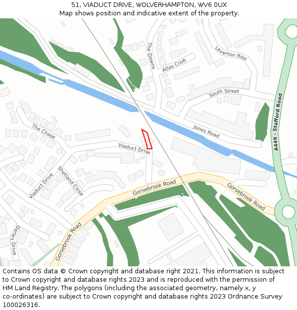 51, VIADUCT DRIVE, WOLVERHAMPTON, WV6 0UX: Location map and indicative extent of plot