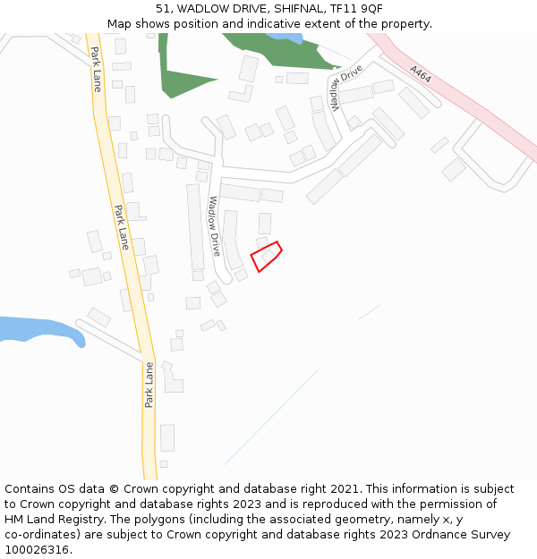 51, WADLOW DRIVE, SHIFNAL, TF11 9QF: Location map and indicative extent of plot