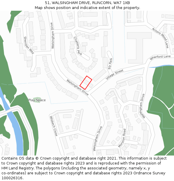 51, WALSINGHAM DRIVE, RUNCORN, WA7 1XB: Location map and indicative extent of plot