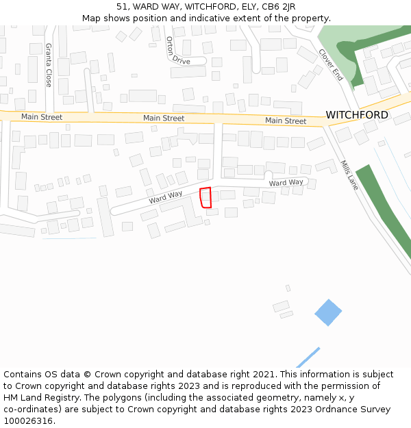 51, WARD WAY, WITCHFORD, ELY, CB6 2JR: Location map and indicative extent of plot