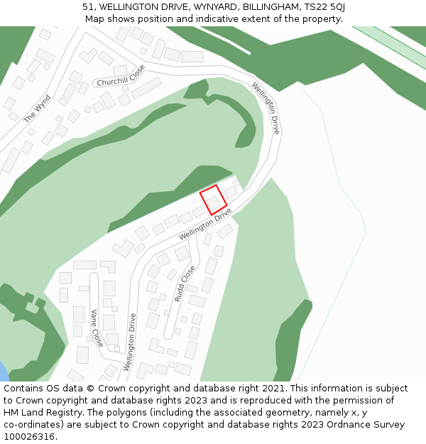 51, WELLINGTON DRIVE, WYNYARD, BILLINGHAM, TS22 5QJ: Location map and indicative extent of plot