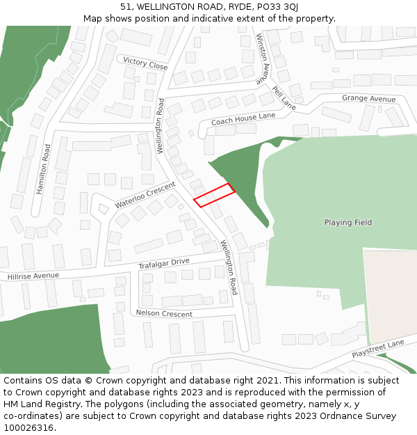 51, WELLINGTON ROAD, RYDE, PO33 3QJ: Location map and indicative extent of plot