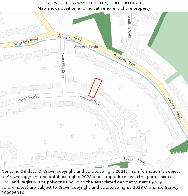51, WEST ELLA WAY, KIRK ELLA, HULL, HU10 7LP: Location map and indicative extent of plot