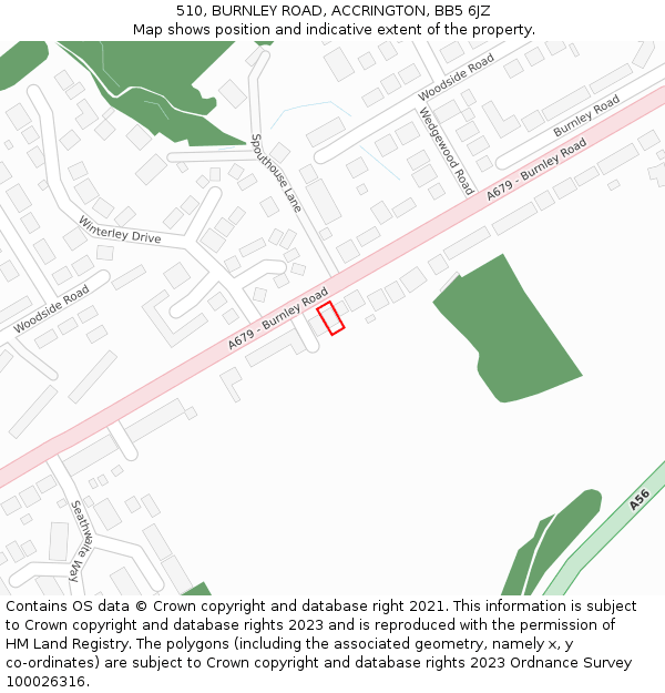 510, BURNLEY ROAD, ACCRINGTON, BB5 6JZ: Location map and indicative extent of plot