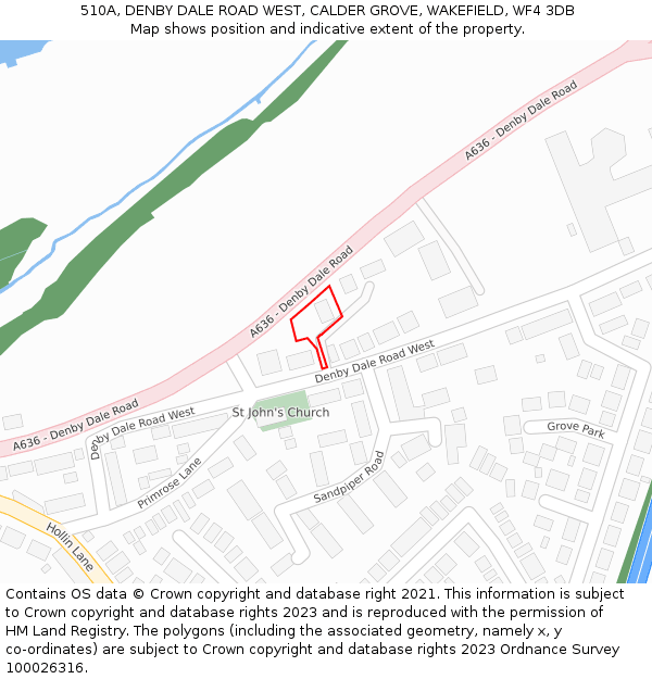 510A, DENBY DALE ROAD WEST, CALDER GROVE, WAKEFIELD, WF4 3DB: Location map and indicative extent of plot