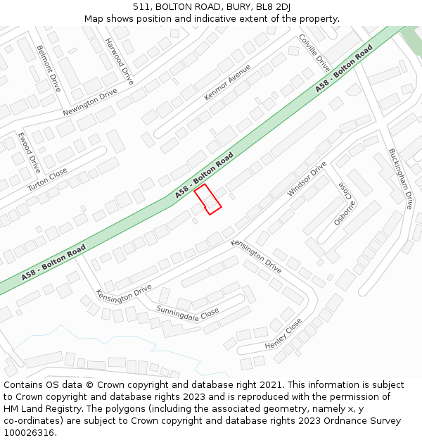 511, BOLTON ROAD, BURY, BL8 2DJ: Location map and indicative extent of plot