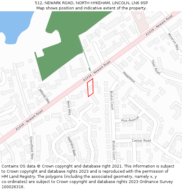 512, NEWARK ROAD, NORTH HYKEHAM, LINCOLN, LN6 9SP: Location map and indicative extent of plot