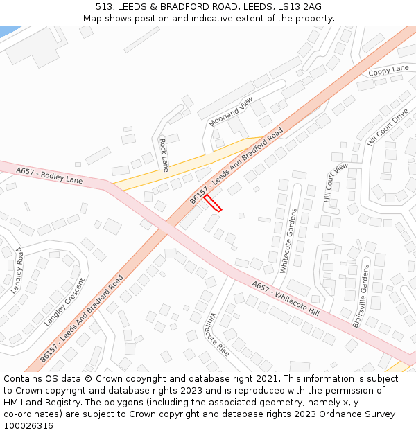 513, LEEDS & BRADFORD ROAD, LEEDS, LS13 2AG: Location map and indicative extent of plot