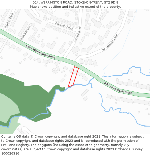 514, WERRINGTON ROAD, STOKE-ON-TRENT, ST2 9DN: Location map and indicative extent of plot