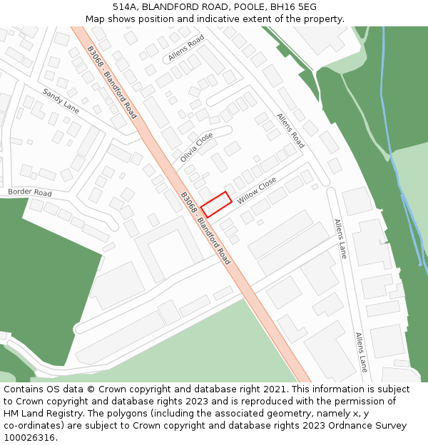 514A, BLANDFORD ROAD, POOLE, BH16 5EG: Location map and indicative extent of plot