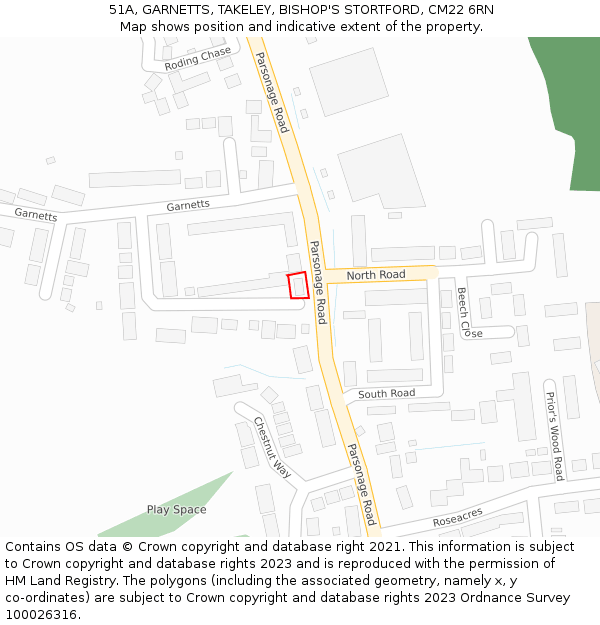 51A, GARNETTS, TAKELEY, BISHOP'S STORTFORD, CM22 6RN: Location map and indicative extent of plot