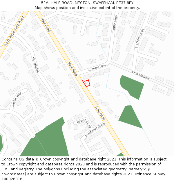 51A, HALE ROAD, NECTON, SWAFFHAM, PE37 8EY: Location map and indicative extent of plot