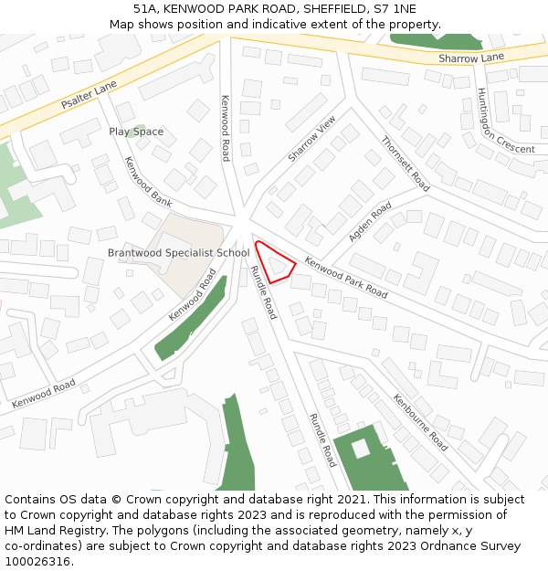 51A, KENWOOD PARK ROAD, SHEFFIELD, S7 1NE: Location map and indicative extent of plot