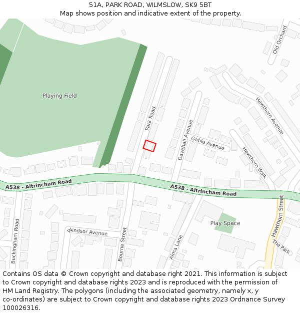 51A, PARK ROAD, WILMSLOW, SK9 5BT: Location map and indicative extent of plot