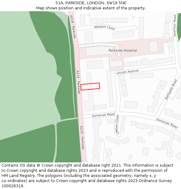 51A, PARKSIDE, LONDON, SW19 5NE: Location map and indicative extent of plot