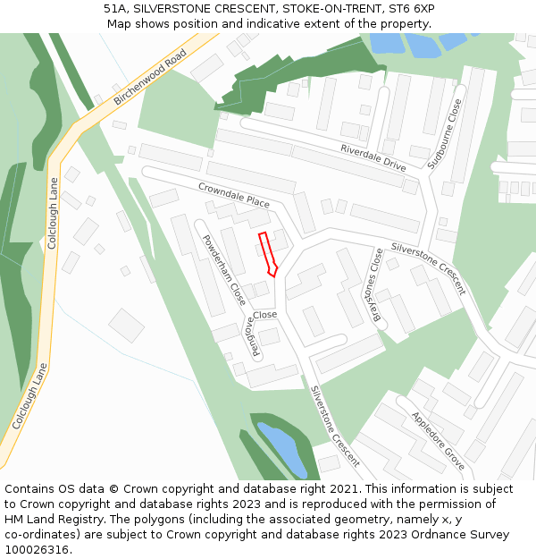 51A, SILVERSTONE CRESCENT, STOKE-ON-TRENT, ST6 6XP: Location map and indicative extent of plot