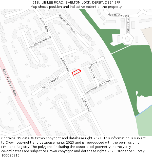 51B, JUBILEE ROAD, SHELTON LOCK, DERBY, DE24 9FF: Location map and indicative extent of plot