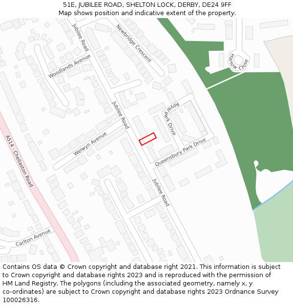 51E, JUBILEE ROAD, SHELTON LOCK, DERBY, DE24 9FF: Location map and indicative extent of plot