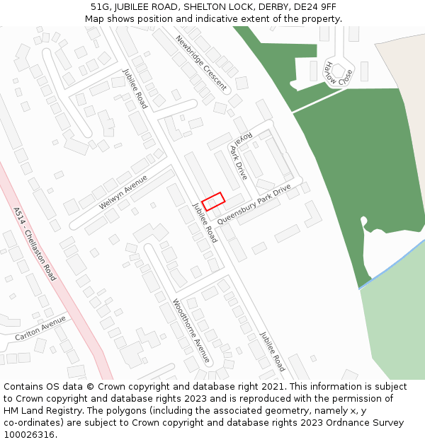 51G, JUBILEE ROAD, SHELTON LOCK, DERBY, DE24 9FF: Location map and indicative extent of plot