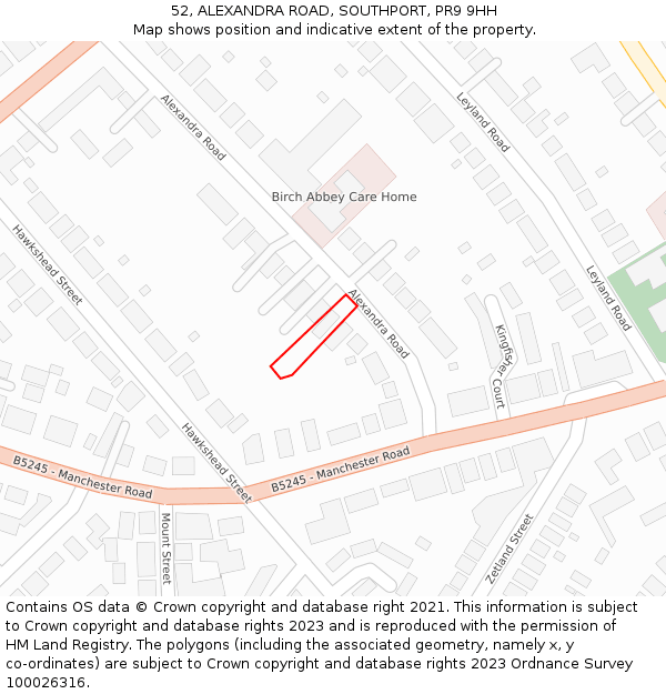 52, ALEXANDRA ROAD, SOUTHPORT, PR9 9HH: Location map and indicative extent of plot