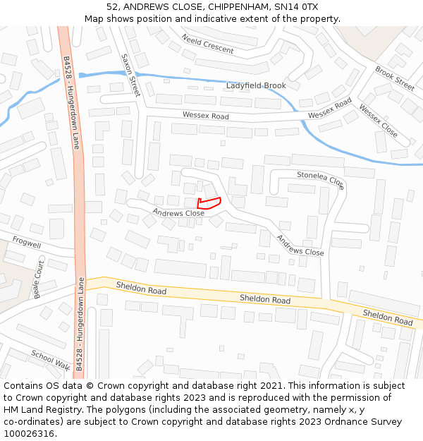 52, ANDREWS CLOSE, CHIPPENHAM, SN14 0TX: Location map and indicative extent of plot