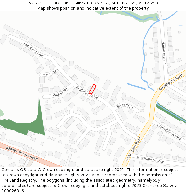 52, APPLEFORD DRIVE, MINSTER ON SEA, SHEERNESS, ME12 2SR: Location map and indicative extent of plot