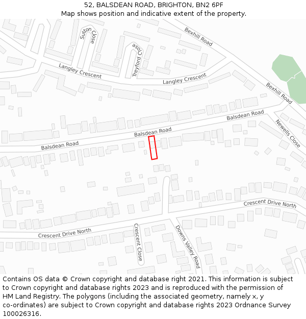 52, BALSDEAN ROAD, BRIGHTON, BN2 6PF: Location map and indicative extent of plot