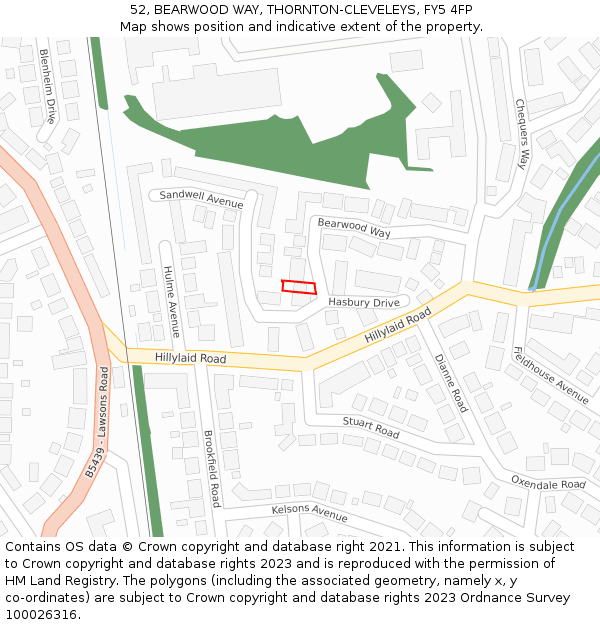 52, BEARWOOD WAY, THORNTON-CLEVELEYS, FY5 4FP: Location map and indicative extent of plot