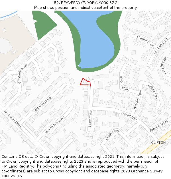 52, BEAVERDYKE, YORK, YO30 5ZG: Location map and indicative extent of plot