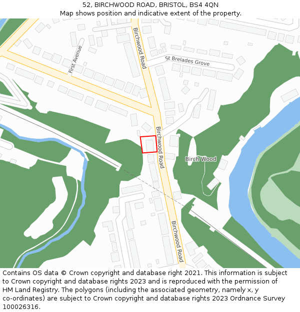 52, BIRCHWOOD ROAD, BRISTOL, BS4 4QN: Location map and indicative extent of plot