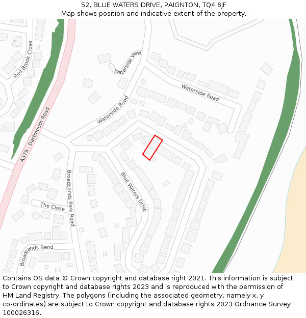 52, BLUE WATERS DRIVE, PAIGNTON, TQ4 6JF: Location map and indicative extent of plot