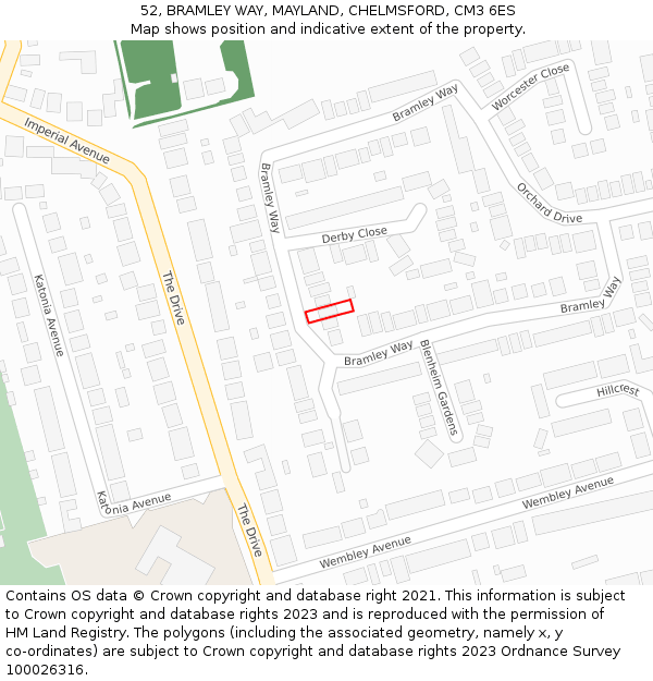 52, BRAMLEY WAY, MAYLAND, CHELMSFORD, CM3 6ES: Location map and indicative extent of plot