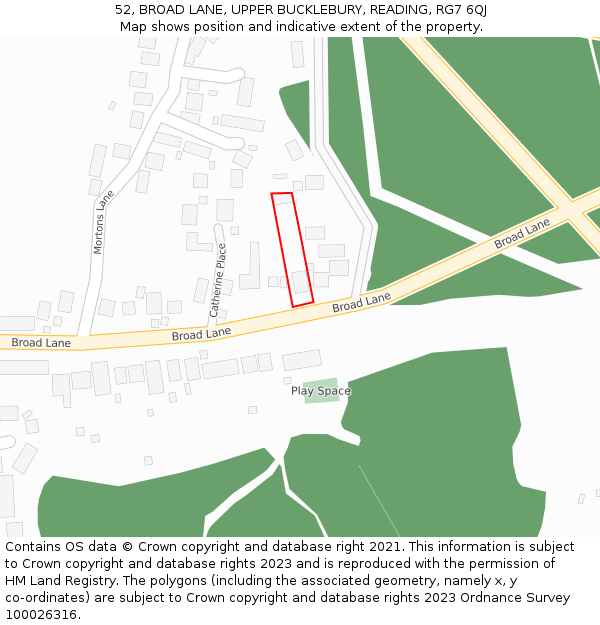 52, BROAD LANE, UPPER BUCKLEBURY, READING, RG7 6QJ: Location map and indicative extent of plot