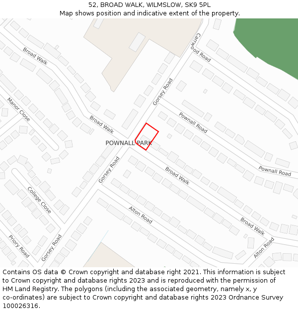 52, BROAD WALK, WILMSLOW, SK9 5PL: Location map and indicative extent of plot