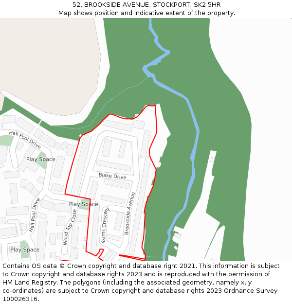 52, BROOKSIDE AVENUE, STOCKPORT, SK2 5HR: Location map and indicative extent of plot