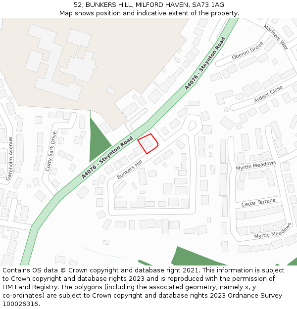 52, BUNKERS HILL, MILFORD HAVEN, SA73 1AG: Location map and indicative extent of plot