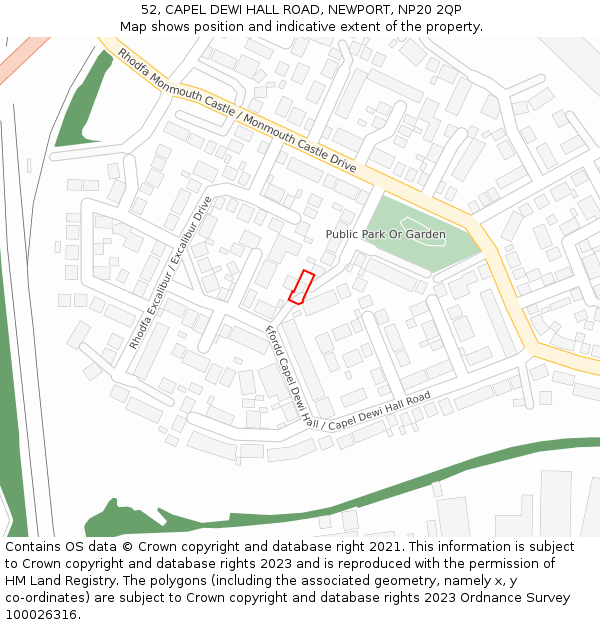 52, CAPEL DEWI HALL ROAD, NEWPORT, NP20 2QP: Location map and indicative extent of plot