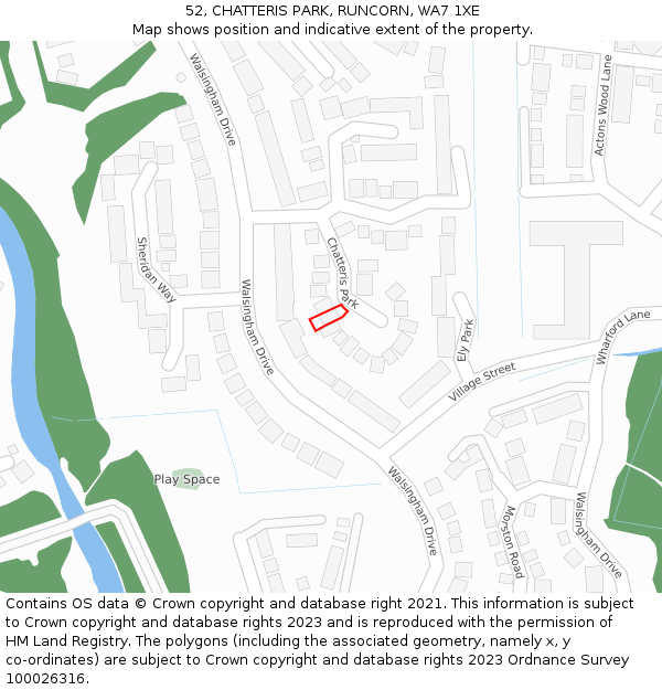 52, CHATTERIS PARK, RUNCORN, WA7 1XE: Location map and indicative extent of plot