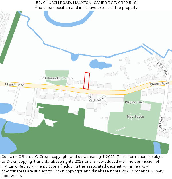 52, CHURCH ROAD, HAUXTON, CAMBRIDGE, CB22 5HS: Location map and indicative extent of plot